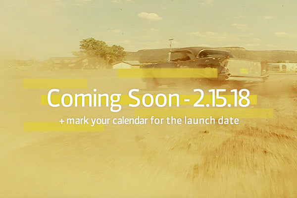 Old car sliding through wheat field Coming Soon 2.15.15 launch date optic swap system