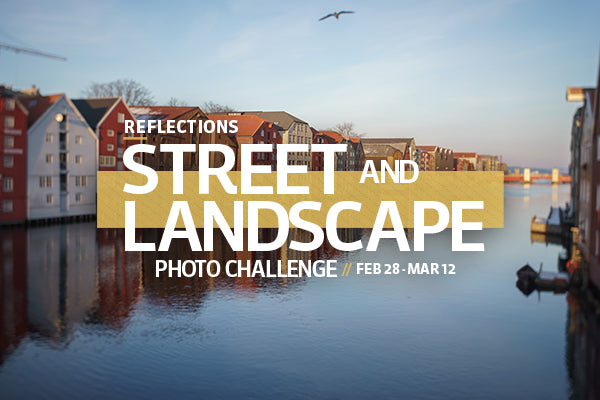 houses on flat water reflections street and landscape photo challenge