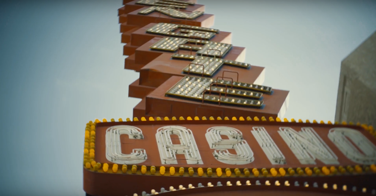 Las Vegas Casino Sign red white yellow lights blue sky sean anderson vegas twist 60